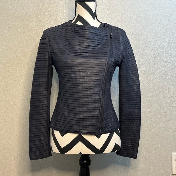 Vintage 100% Genuine Leather Asymmetrical Contrast Paneling Sz S Moto Jacket - Picture 4 of 14